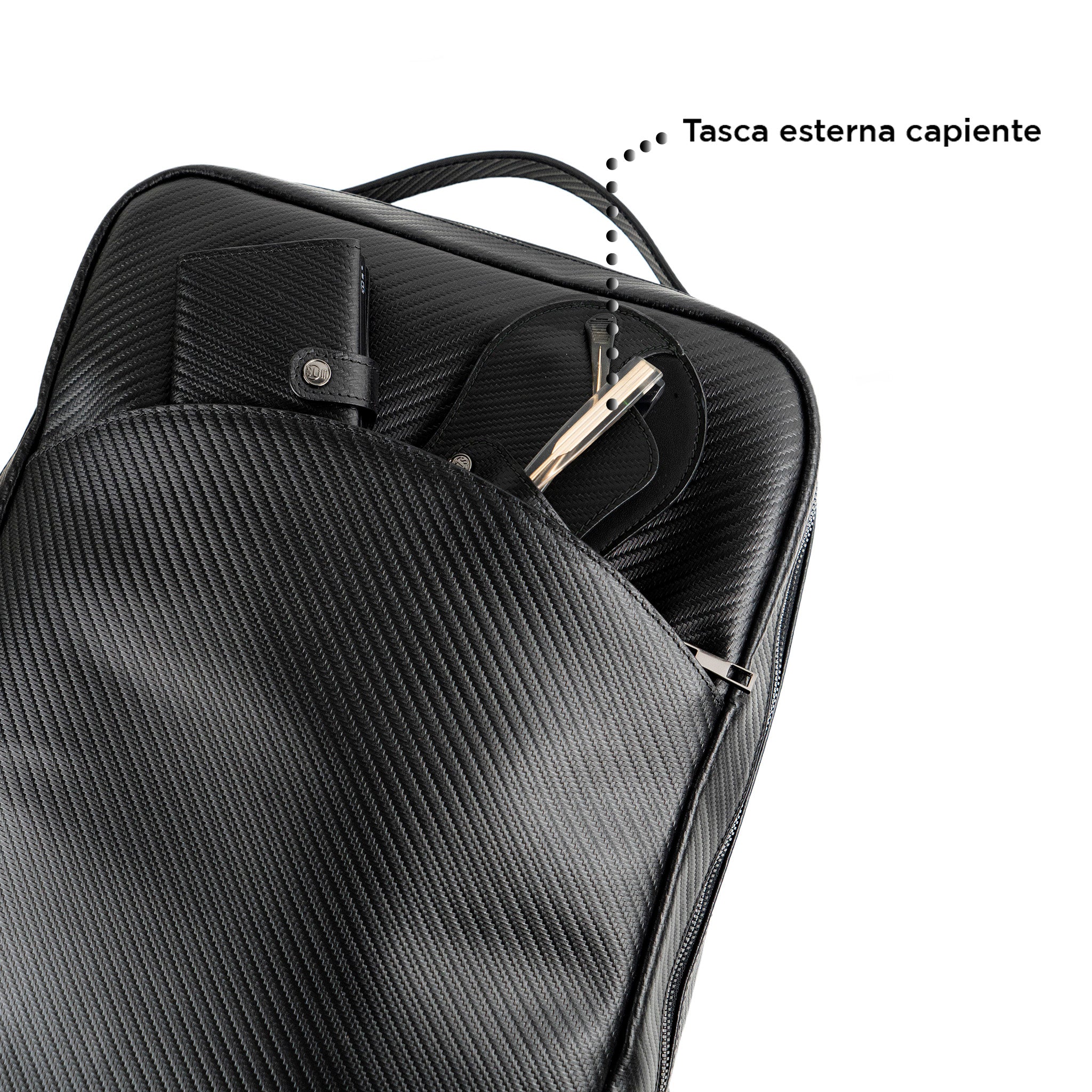 Zaino Grande Vera Pelle Carbon Nero