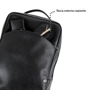 Genuine Leather Backpack Carbon Black