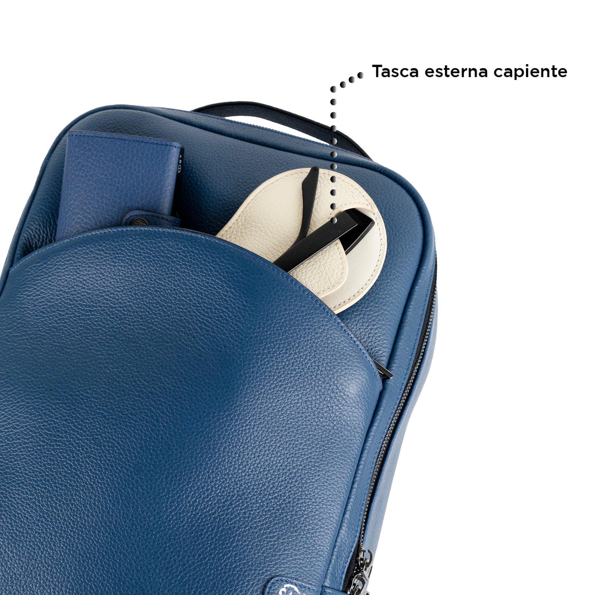 Zaino Medio Vera Pelle Bottalato Blu