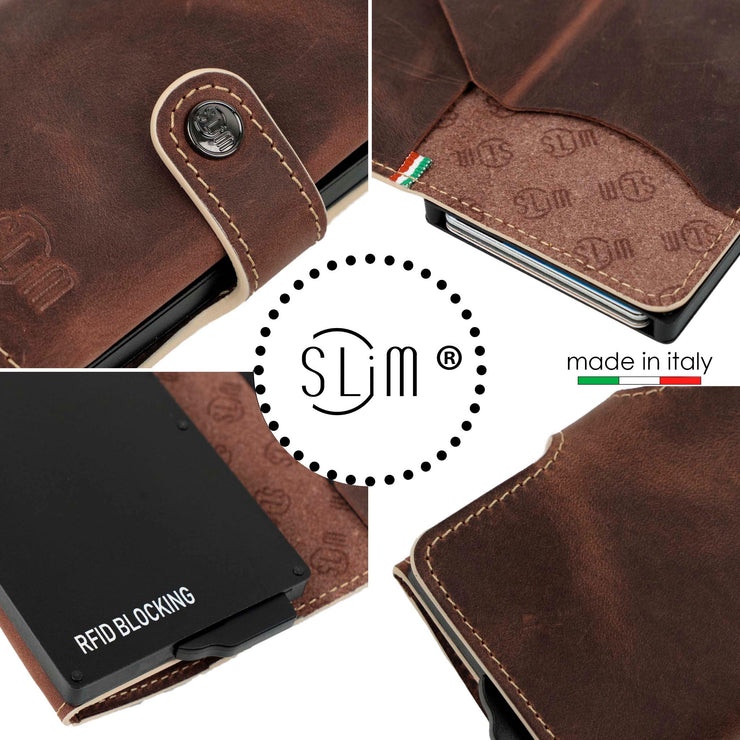 Porta Carte Vera Pelle Crazy Horse Brown Senza Zip