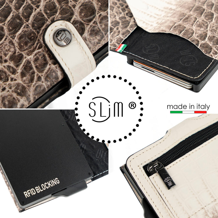 SLim®️ genuine leather blue petroleum multicolour wallet with zip