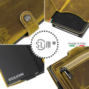 SLim®️ Genuine Crazy Horse Leather Card Holder in Dark Brown with Zip