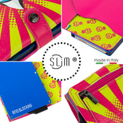 SLim®️Occhio Pop Art Vera Pelle Bottalato con zip porta monete