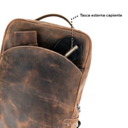 Genuine Leather Backpack Carbon Black