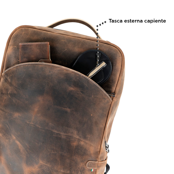 Genuine Leather Backpack Carbon Black