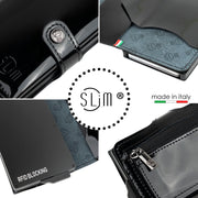 Porta Carte Vera Pelle Nero con Zip