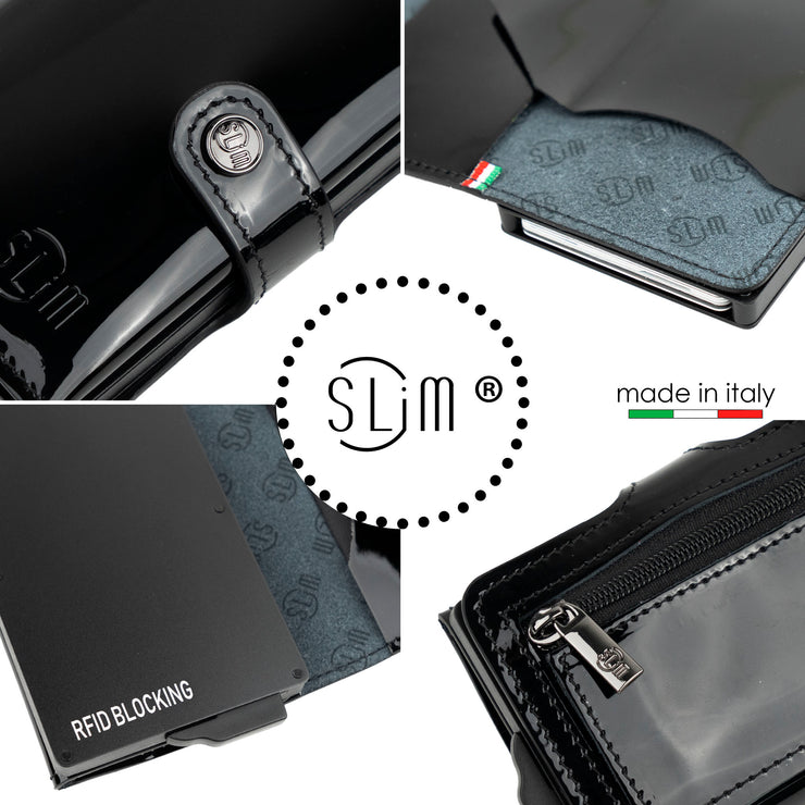 Porta Carte Vera Pelle Nero con Zip