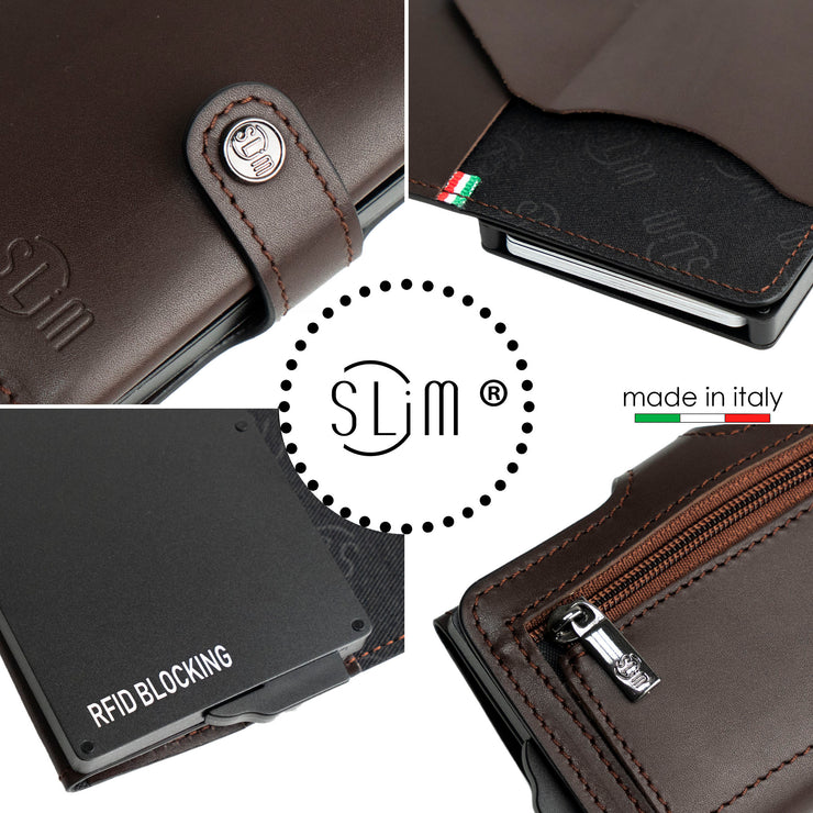 Porta Carte Vera Pelle Testa di Moro con Zip