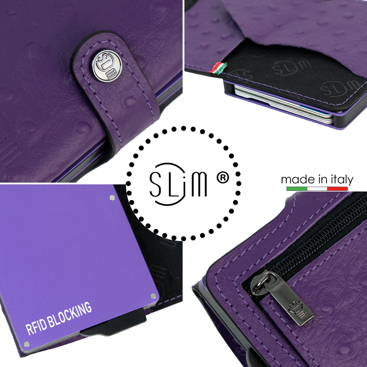 SLim®️ Vera Pelle stampa Struzzo Viola