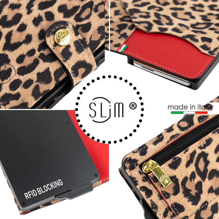 SLim®️Maculato Genuine Leopard Leather with Zip Coin Purse and Heart Key Ring