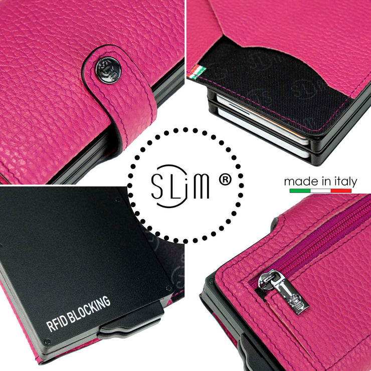 SLim®️ genuine leather wallet black with zip and double case