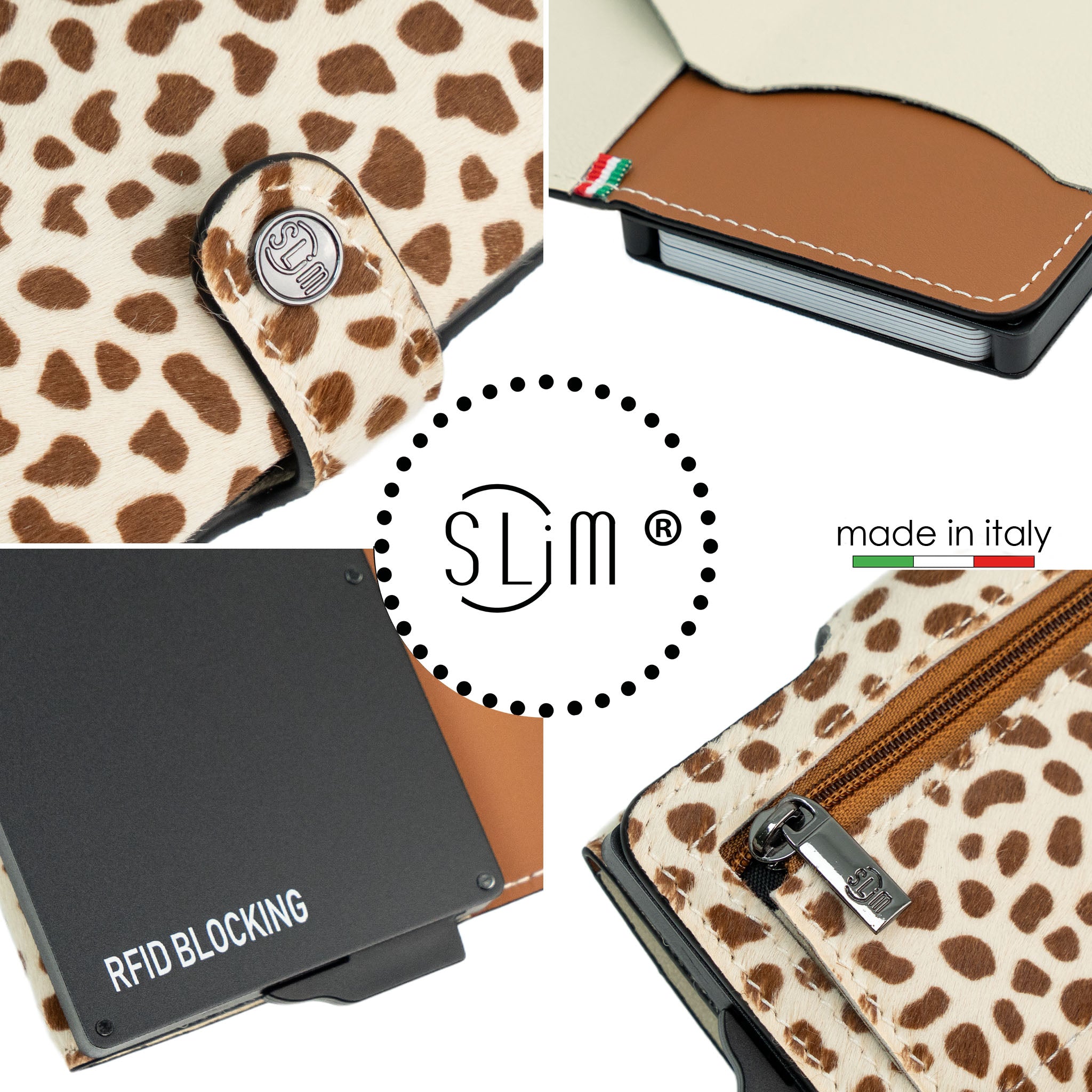 SLim®️ Genuine Animalier Leather Fuchsia/Black with zip coin purse and Animalier heart key ring