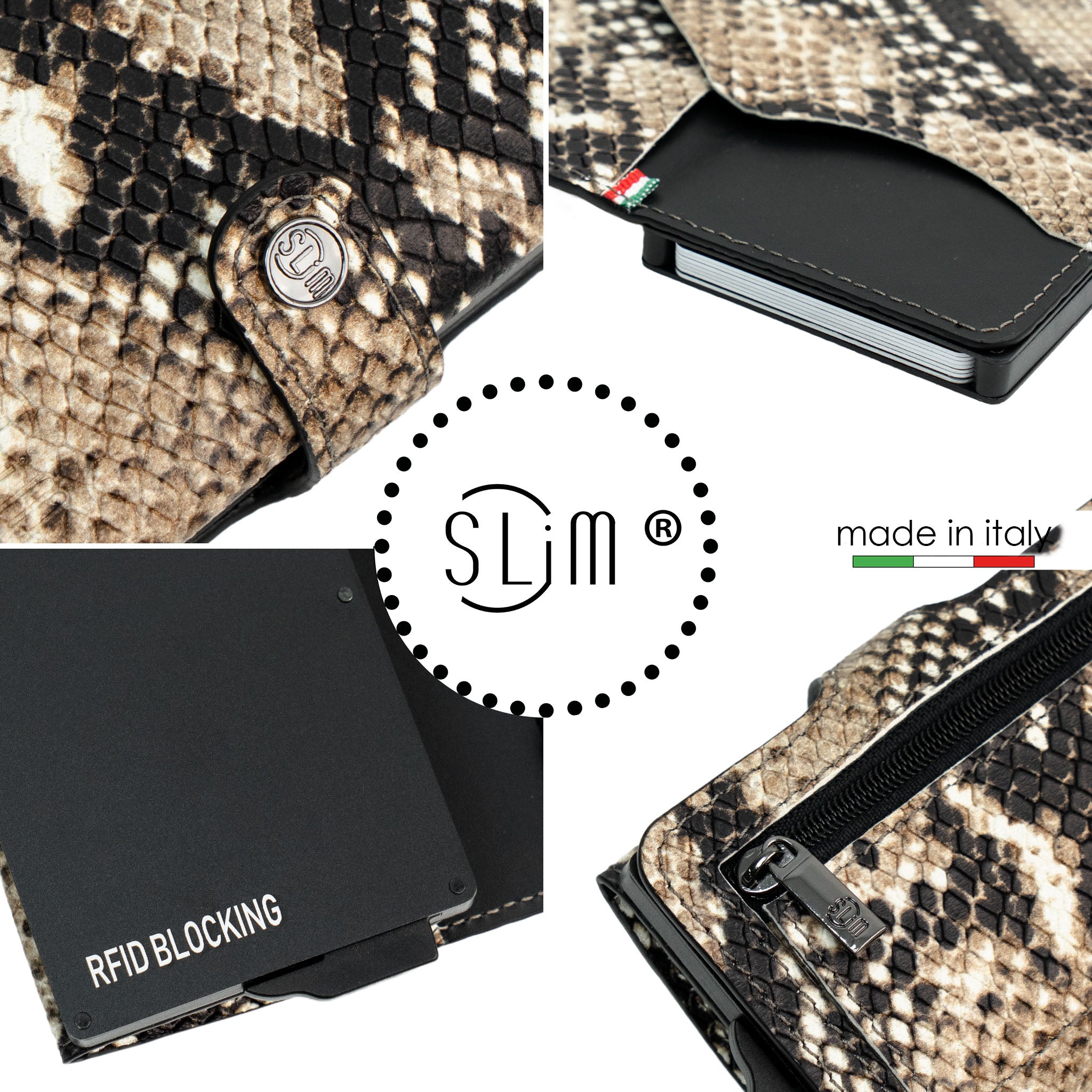 SLim®️ Genuine Animalier Leather Fuchsia/Black with zip coin purse and Animalier heart key ring