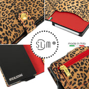 SLim®️ Vera Pelle Animalier Leopard Rosso con zip porta monete