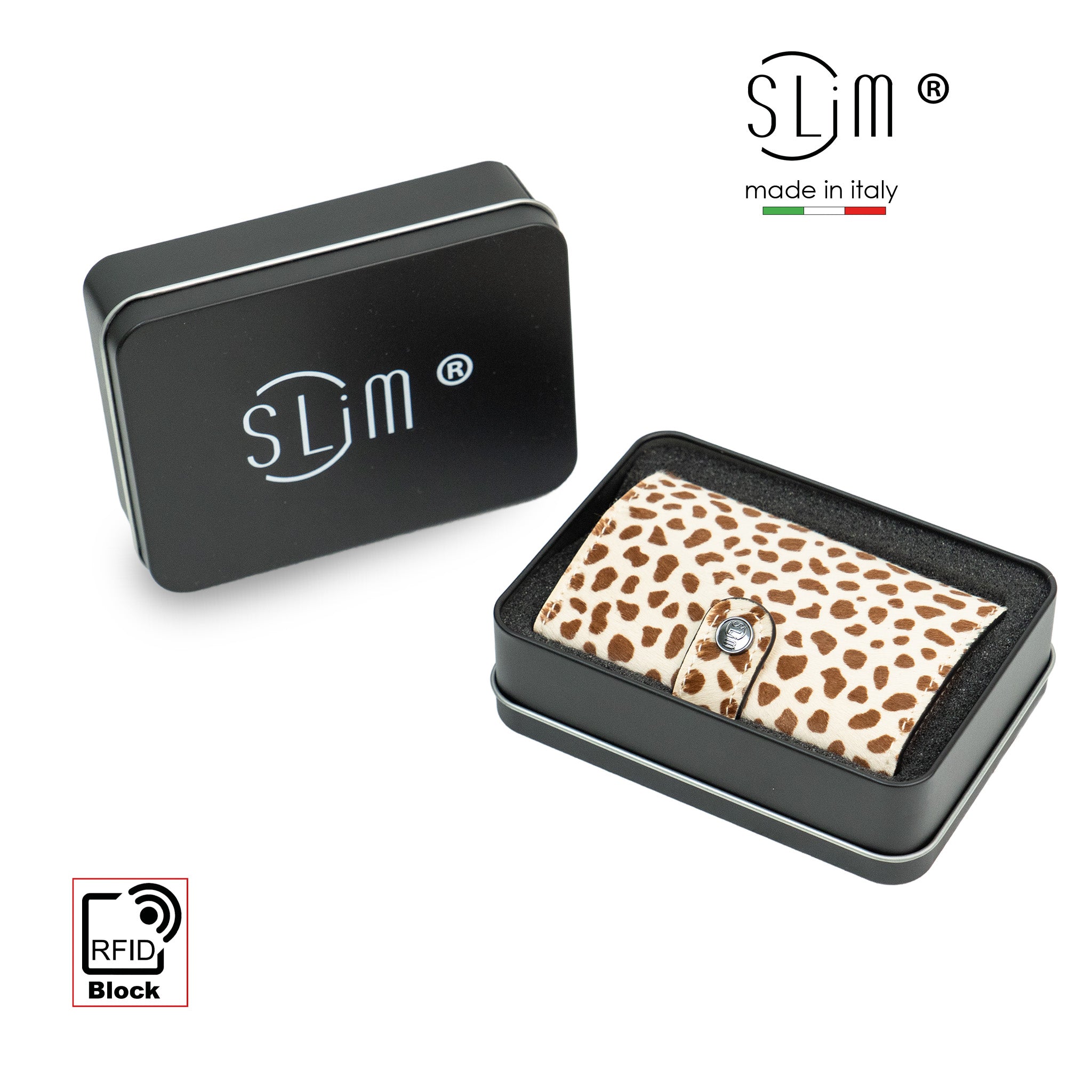 SLim®️ Genuine Animalier Leather Fuchsia/Black with zip coin purse and Animalier heart key ring