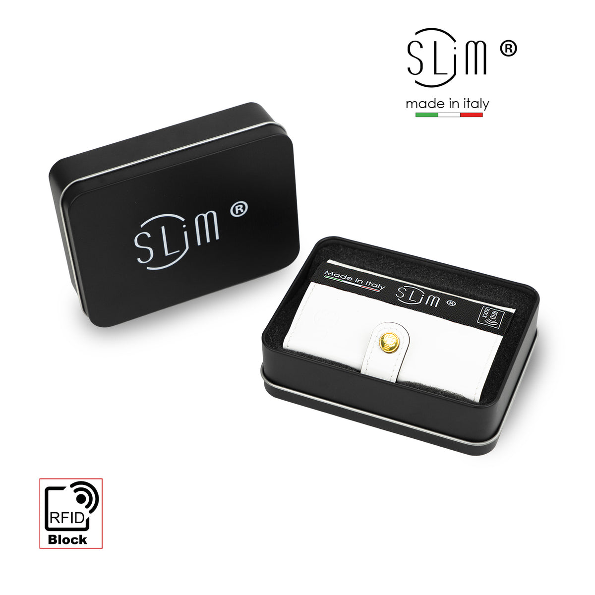 Porta Carte Vera Pelle Specchio Bianco con Zip