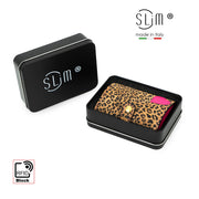SLim®️ Vera Pelle Animalier Leopard Fucsia con zip porta monete