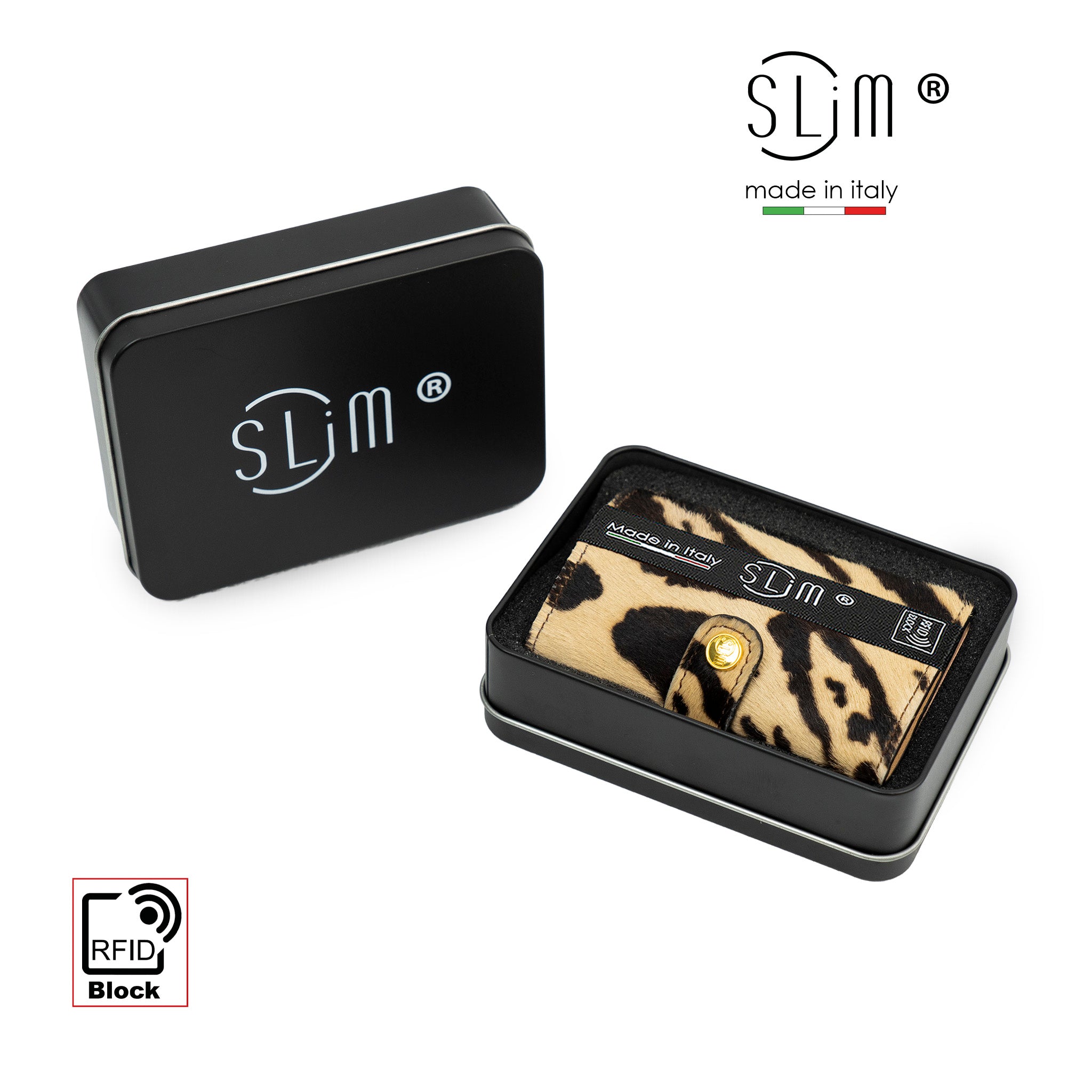 SLim®️ Genuine Animalier Leather Fuchsia/Black with zip coin purse and Animalier heart key ring