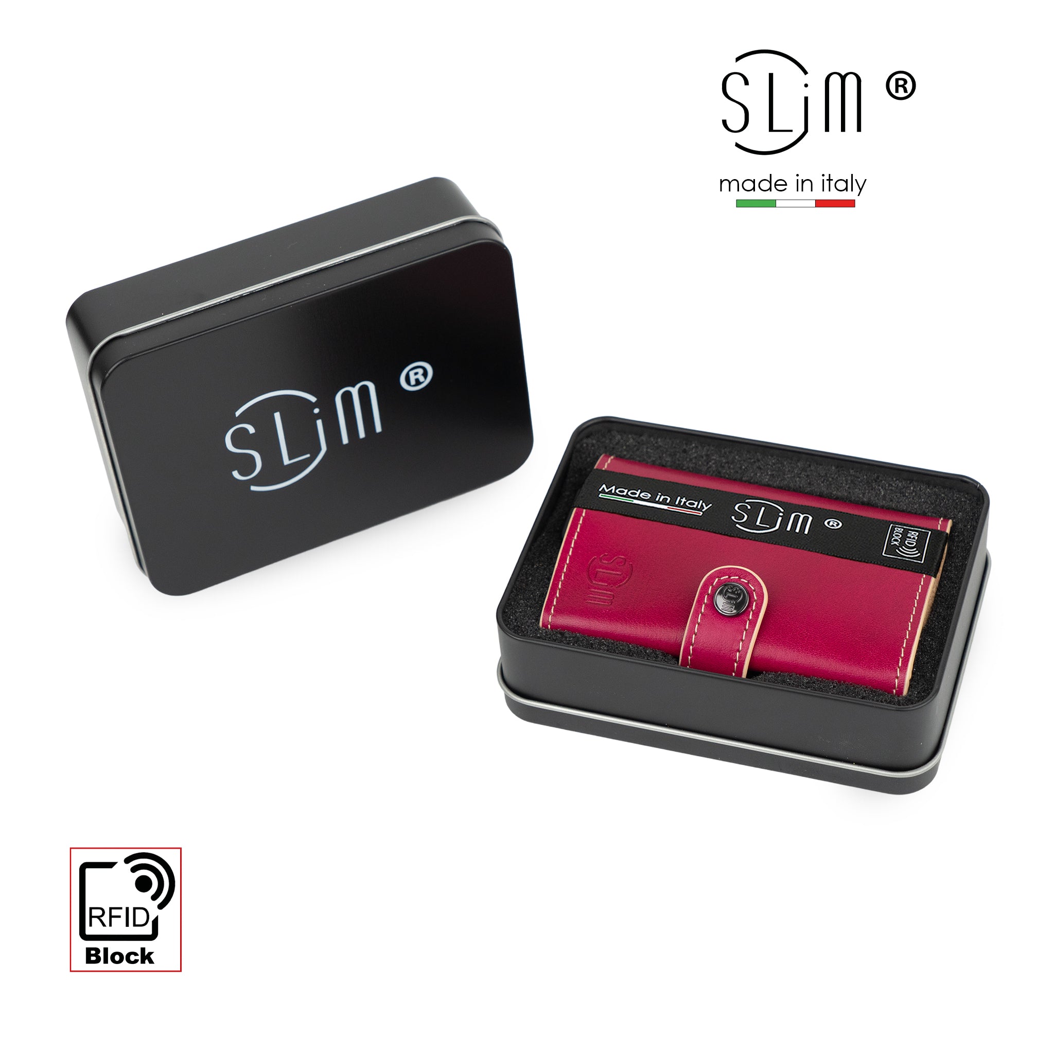 Porta Carte Vera Pelle Concia Al Vegetale Fucsia Zip