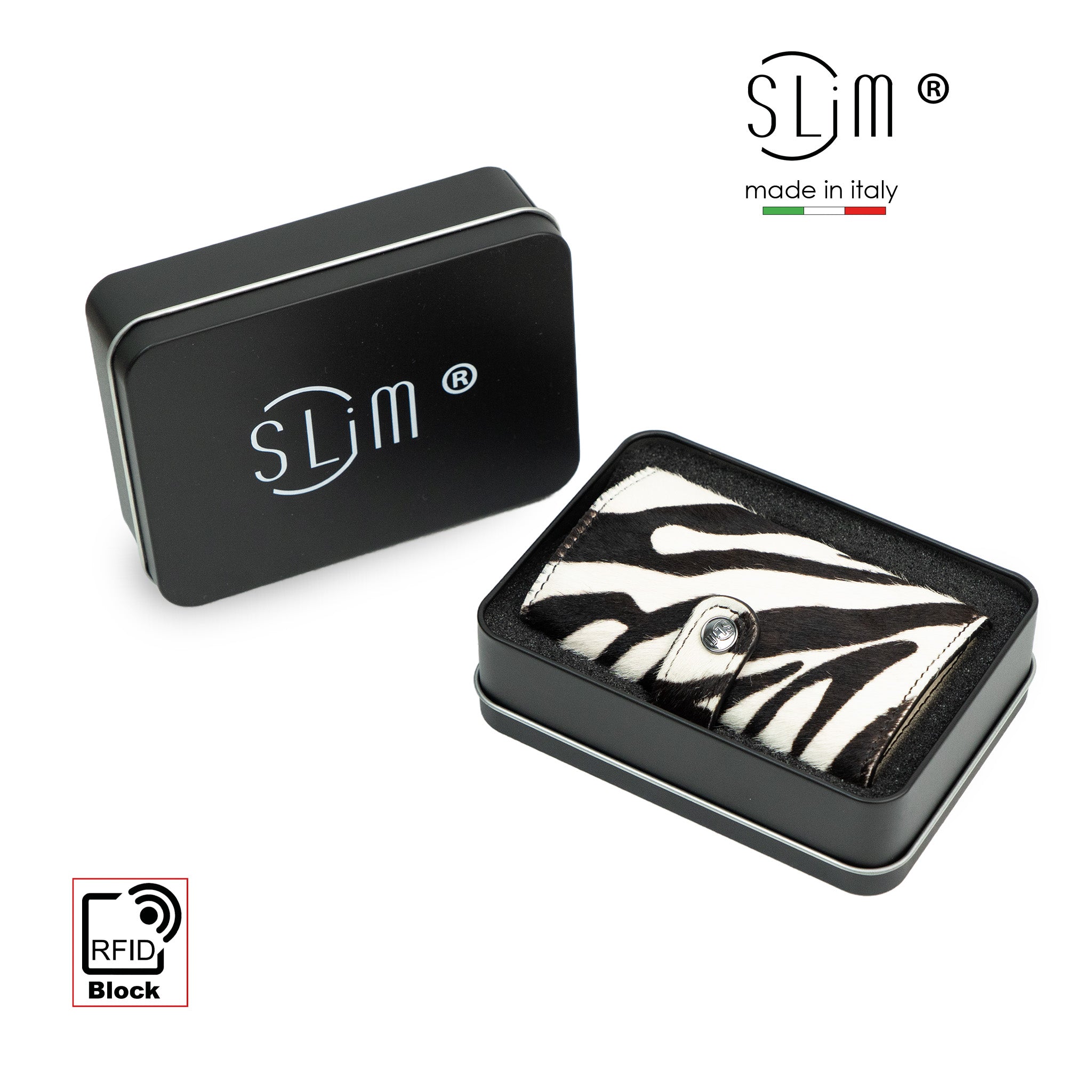 SLim®️ Genuine Animalier Leather Fuchsia/Black with zip coin purse and Animalier heart key ring