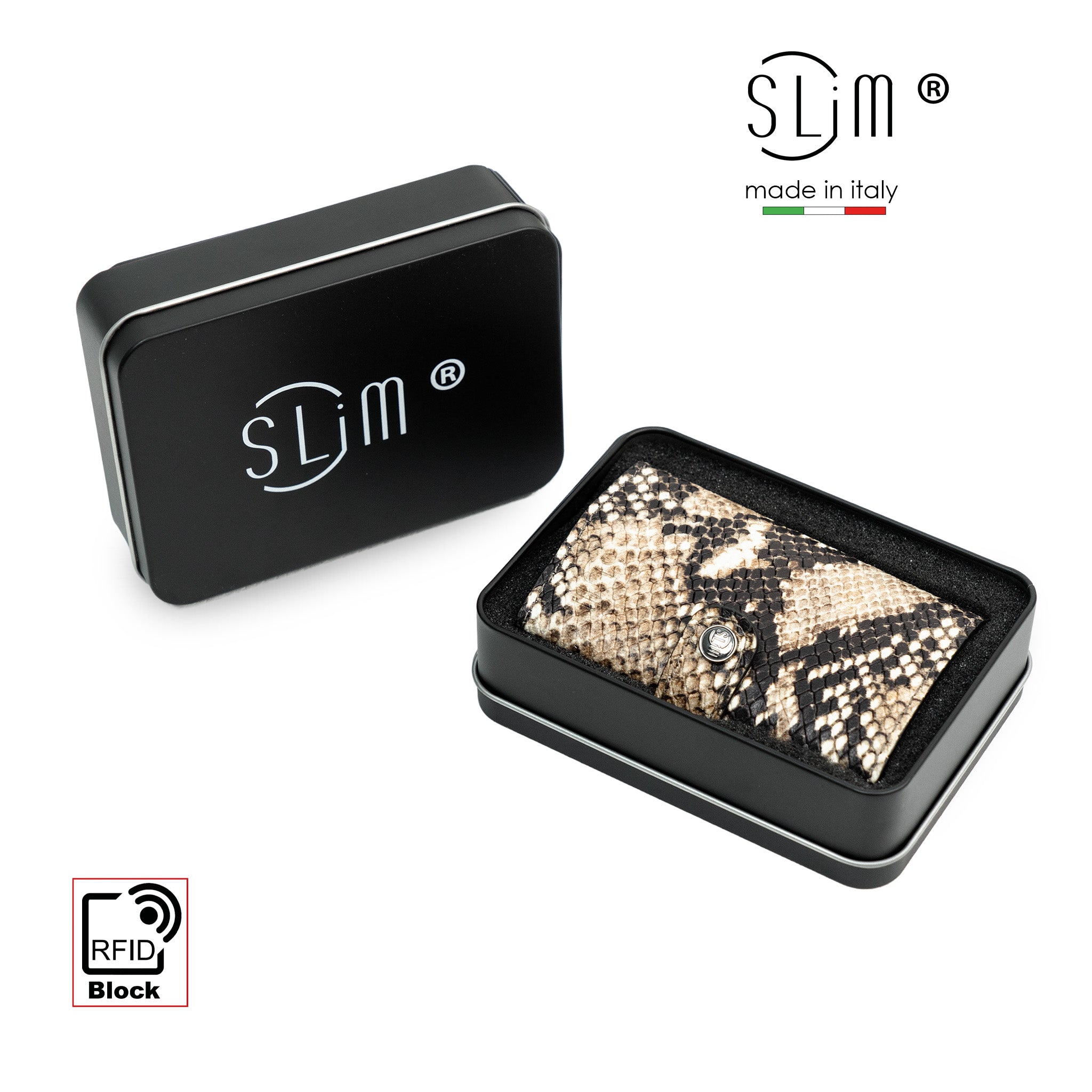 SLim®️ Genuine Animalier Leather Fuchsia/Black with zip coin purse and Animalier heart key ring