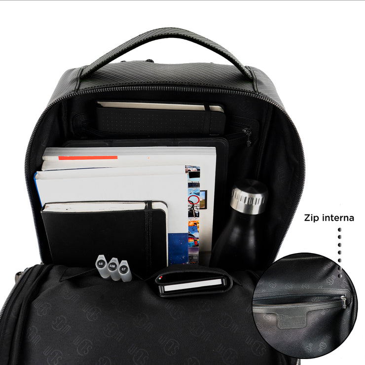 Zaino Vera Pelle Carbon Nero