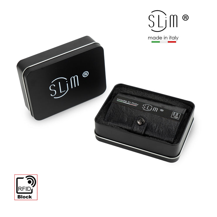 SLim®️ Vera Pelle stampa Struzzo Nero