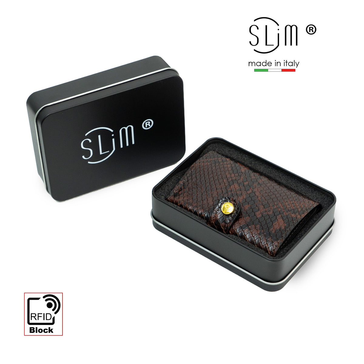 SLim®️ Vera Pelle Vipera Marrone