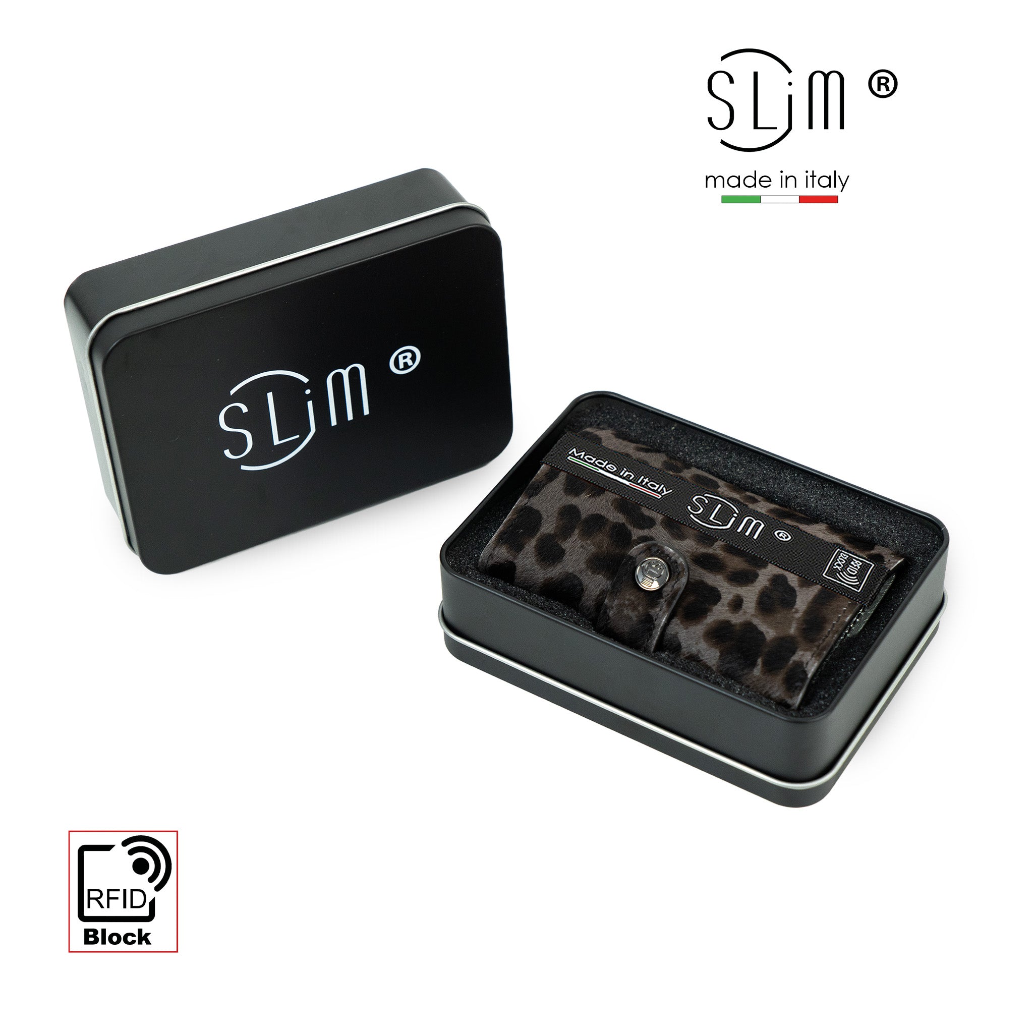 SLim®️ Genuine Animalier Leather Fuchsia/Black with zip coin purse and Animalier heart key ring