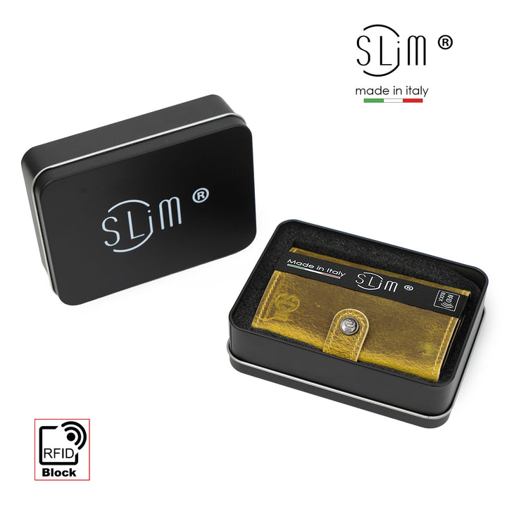 SLim®️ Genuine Crazy Horse Leather Card Holder in Dark Brown with Zip