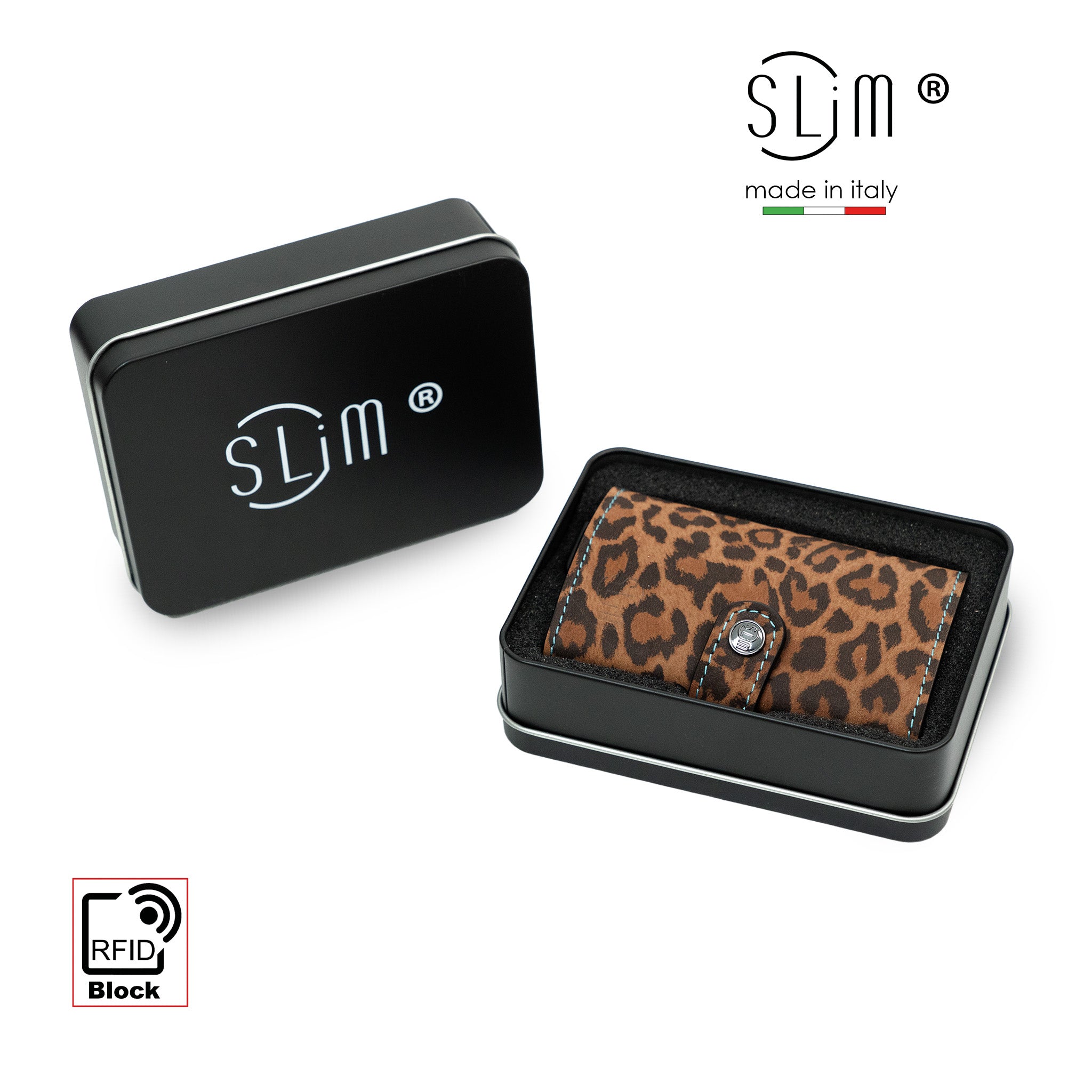 SLim®️ Vera Pelle Animalier Leopard Turchese