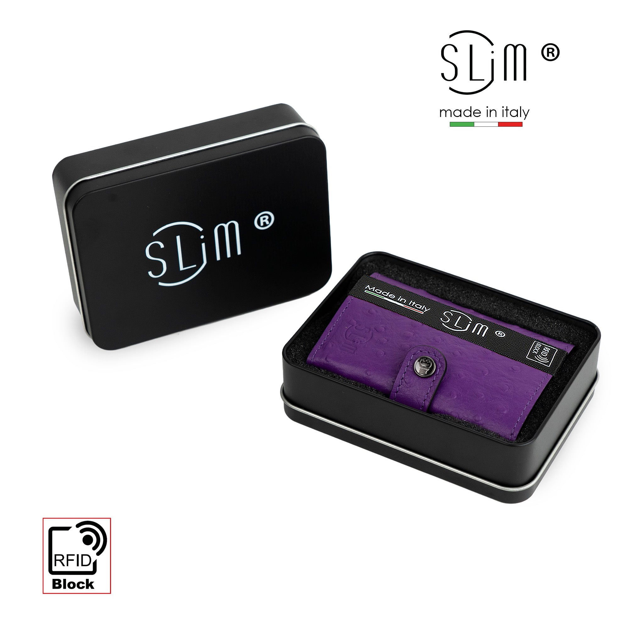 SLim®️ Vera Pelle stampa Struzzo Viola