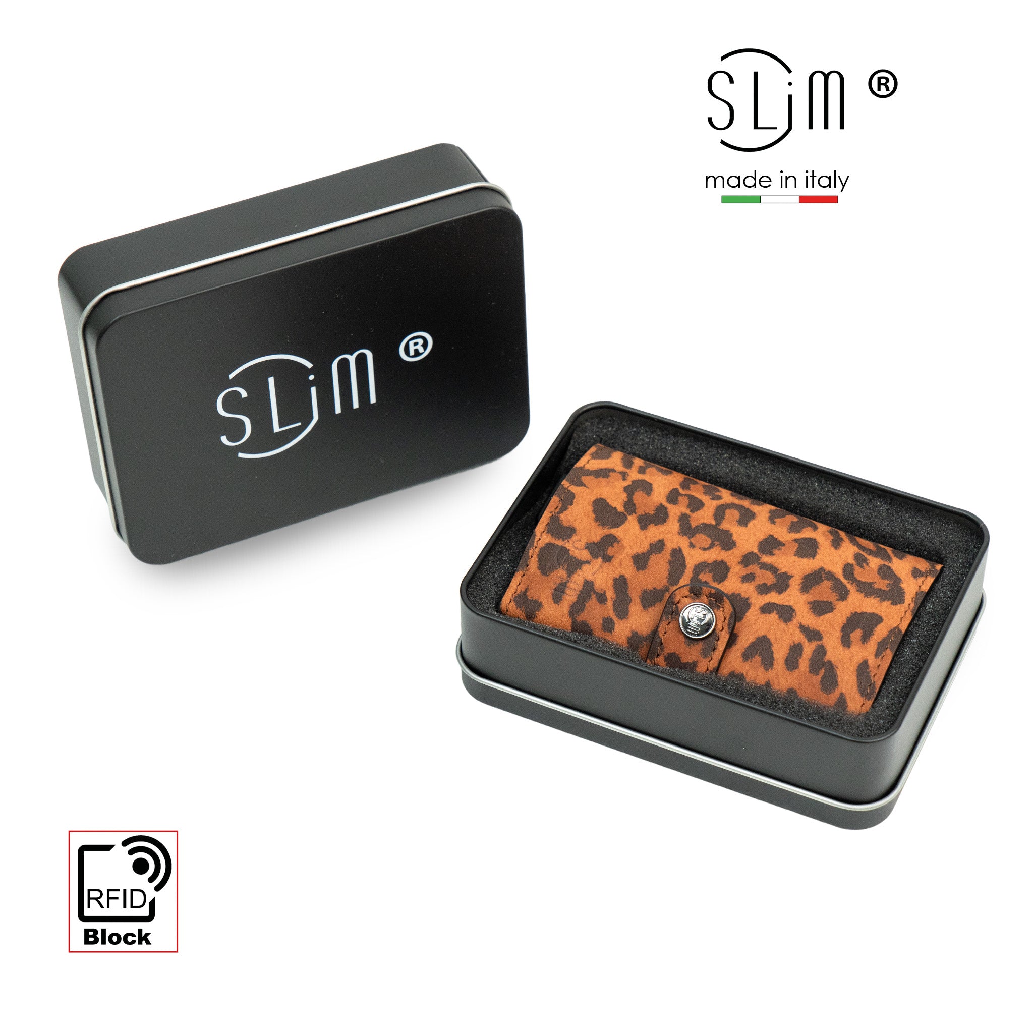 SLim®️ Genuine Animalier Leather Fuchsia/Black with zip coin purse and Animalier heart key ring