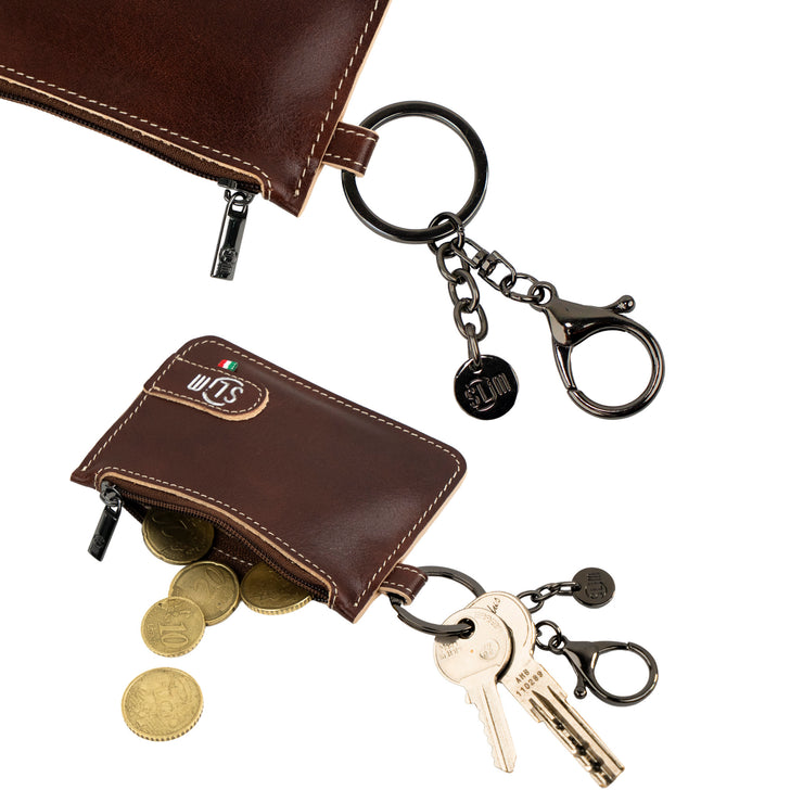 SLim®️ Genuine Vegetable Tanned Leather Keychain-Coin Purse Brown