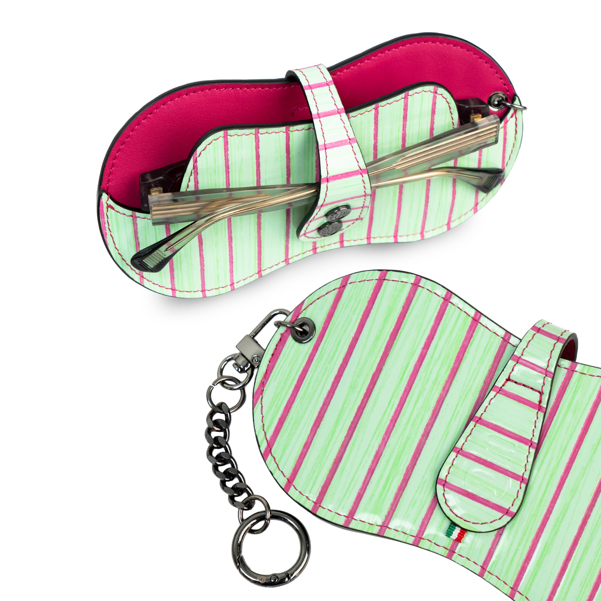 SLim Vision Vera Pelle Lollipop Verde e Fucsia