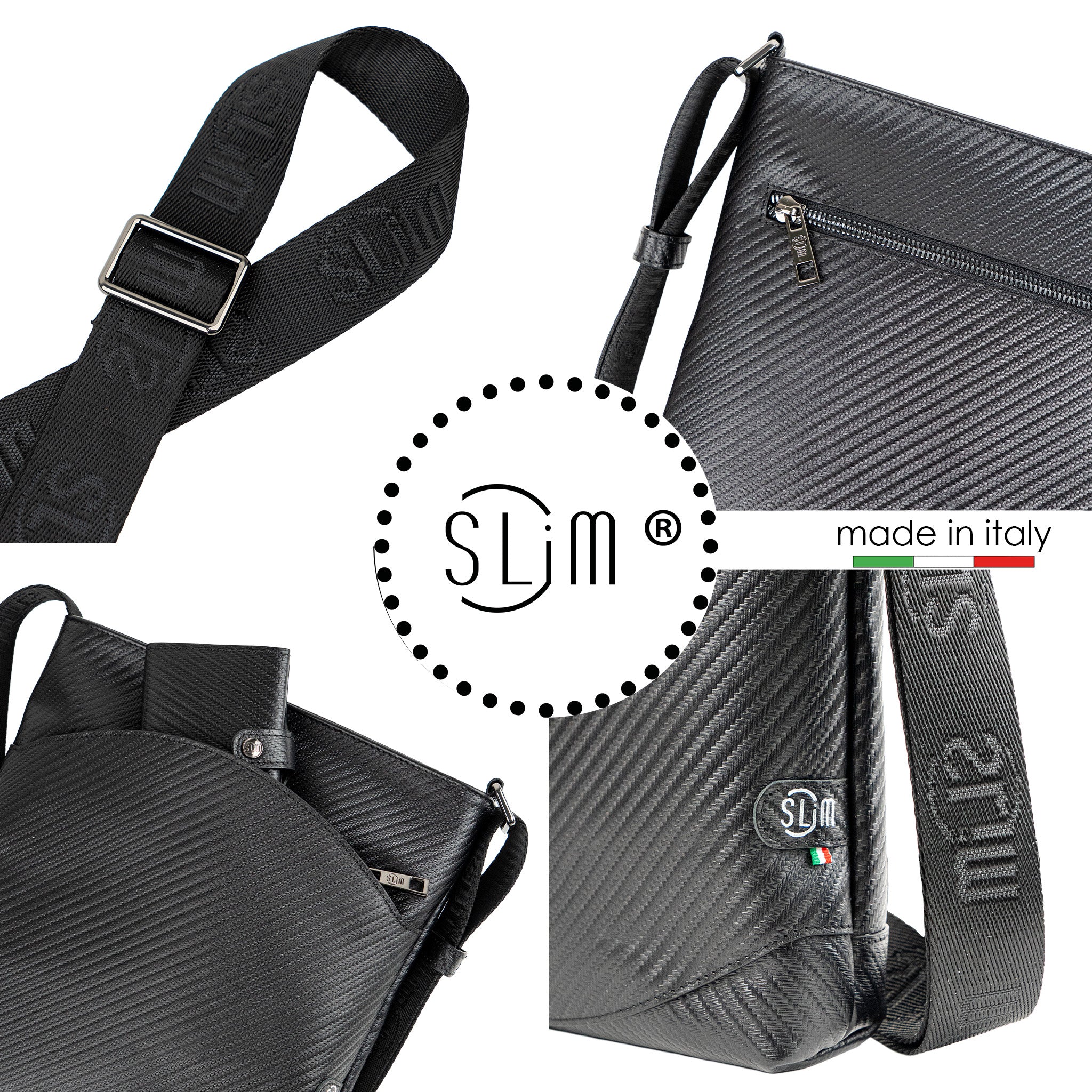 Bag SLim®️ Vera Pelle Carbon Nero