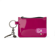 SLim®️ Genuine Leather Keychain-Coin Purse in Fuchsia Mirror
