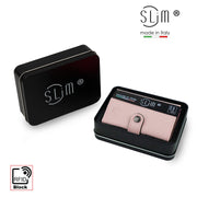 Porta Carte Vera Pelle Saffiano Anti Graffio Rosa con Zip