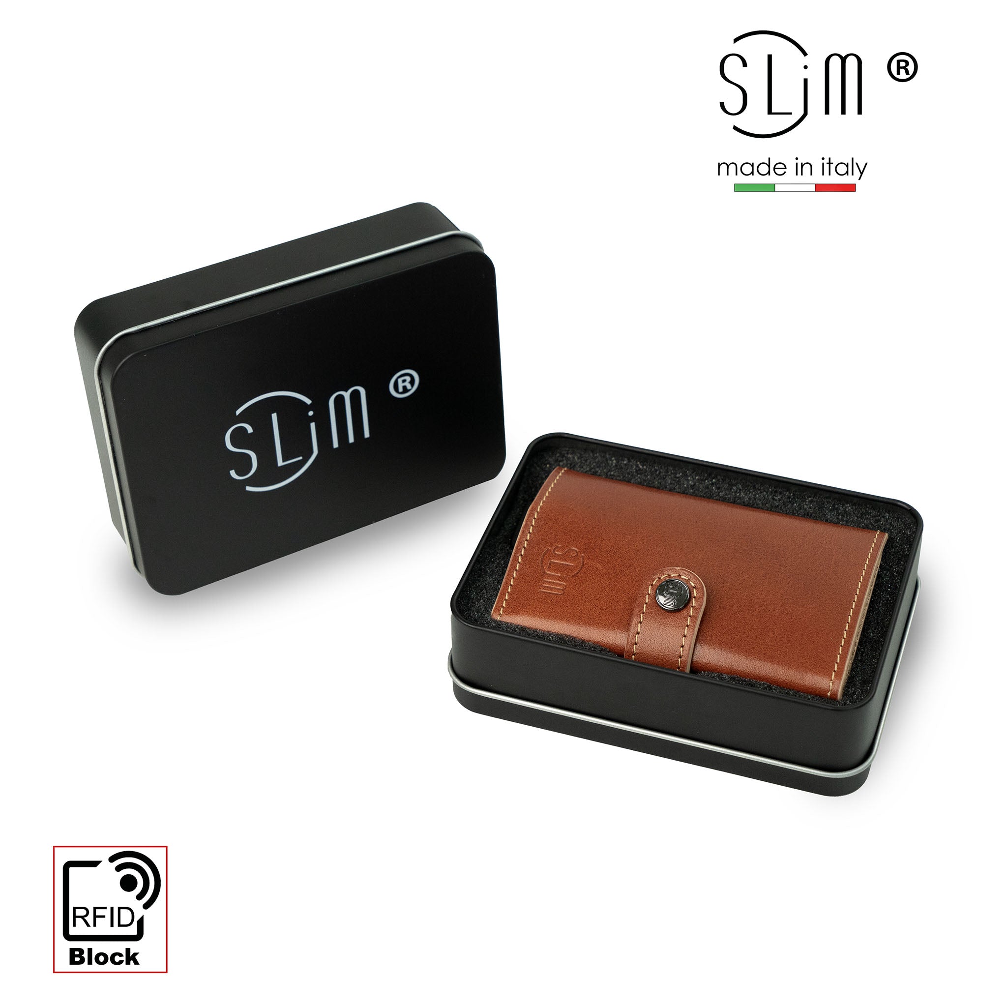 Porta Carte Vera Pelle Concia Al Vegetale Cognac Zip