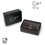 Porta Carte Vera Pelle Concia Al Vegetale Testa di moro con Zip