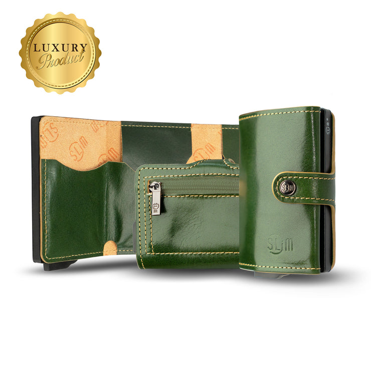 SLim®️ genuine leather blue petroleum multicolour wallet with zip