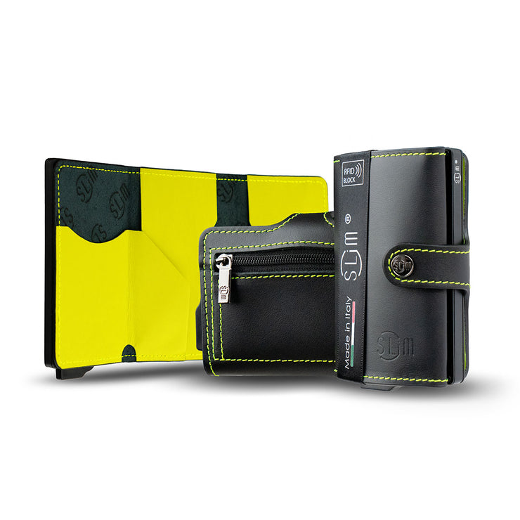 SLim®️ genuine leather blue petroleum multicolour wallet with zip