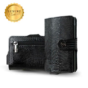Porta Carte Vera Pelle Tejus-S Nero Con Zip