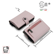 Porta Carte Vera Pelle Saffiano Anti Graffio Rosa con Zip