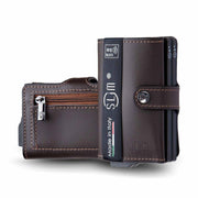 SLim®️ genuine leather blue petroleum multicolour wallet with zip