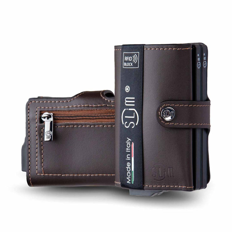 SLim®️ genuine leather blue petroleum multicolour wallet with zip