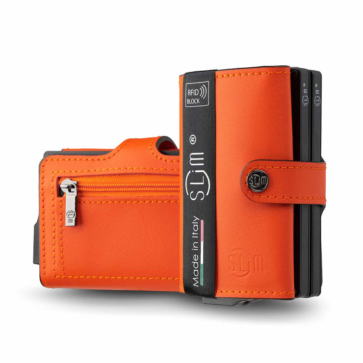 SLim®️ genuine leather blue petroleum multicolour wallet with zip