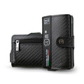 Porta Carte Vera Pelle Carbon Style Nero con zip
