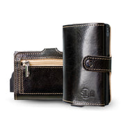 Porta Carte Vera Pelle Concia Al Vegetale Testa di moro con Zip