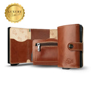 SLim®️ genuine leather blue petroleum multicolour wallet with zip